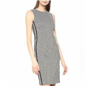 Calvin Klein Houndstooth Sheath Lace Detail Dress Size 10